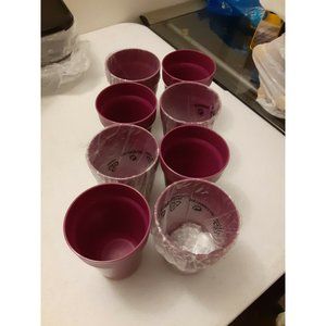 TUPPERWARE ALOHA 8PC TUMBLER SET, NO LIDS, 16 OZ, PLUM COLOR